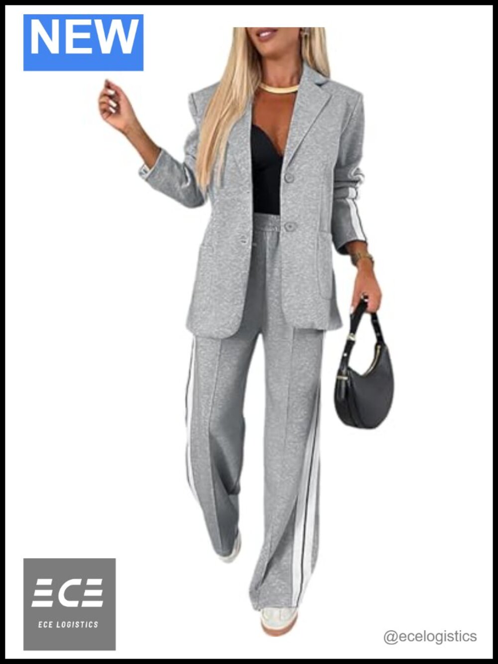 Womens 2 Piece Blazer Wide Leg Pants Set Business Casual Travel